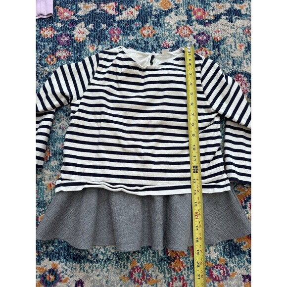 Crewcuts Girls Sweater Lot of 2 Pink Heart Crewneck Striped Peplum Size 8 - Picture 7 of 10